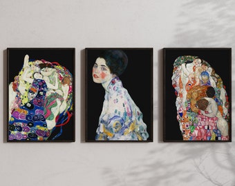 SET OF 3 Gustav Klimt Prints, Fine Art prints, Museum Posters