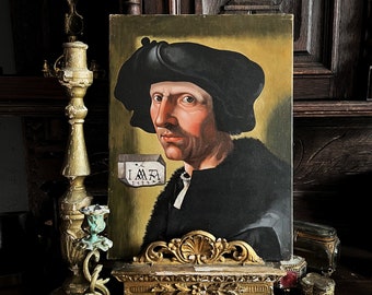 Original Oil Painting on Canvas, Portrait painting after Jacob Cornelisz van Oostsanen, Renaissance art