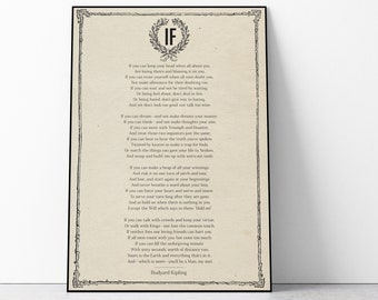 If Poem by Rudyard Kipling, Poem Print, Inspirational Poem, Large Poetry Print, Motivational Poem, Poem Gift