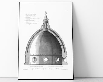 Florence Duomo Sección transversal Cartel, Impresión arquitectónica, Impresión del Duomo de Florencia