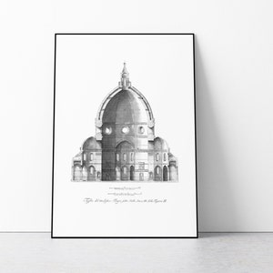 Sezione trasversale del poster di Santa Maria del Fiore, stampa architettonica, stampa Duomo di Firenze