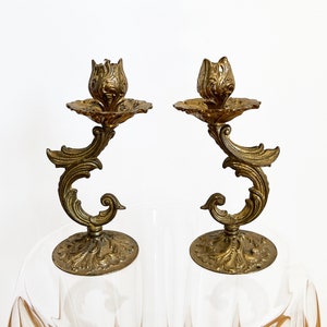 Antique pair of Candlestick Holders, Rococo style Candle Holders, Ornate Candle Stick Holders
