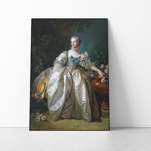François Boucher - Madame Bergeret Art Print, Antique Rococo Art