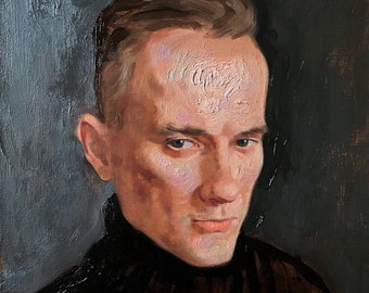 Original Oil portrait, Man Portrait Painting on canvas, Figurative Realism Portrait painting