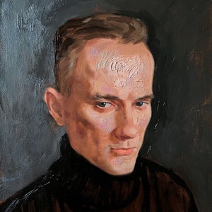 Original Ölportrait, Mann Portrait Gemälde auf Leinwand, figurativer Realismus Portrait Malerei