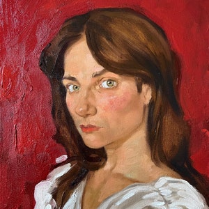 Original Oil Painting, Woman Portrait Painting on canvas, Figurative Realism Portrait painting