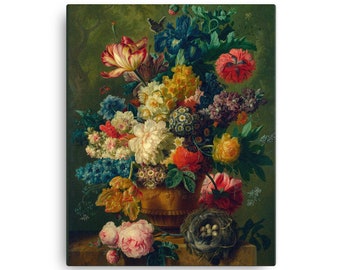 Canvas print of Colorful Floral Antique Dutch Still Life Painting