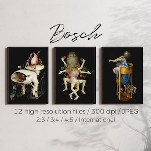 Hieronymus BOSCH Set of 3 prints, Bosch printable wall art, Museum poster, DIGITAL DOWNLOAD