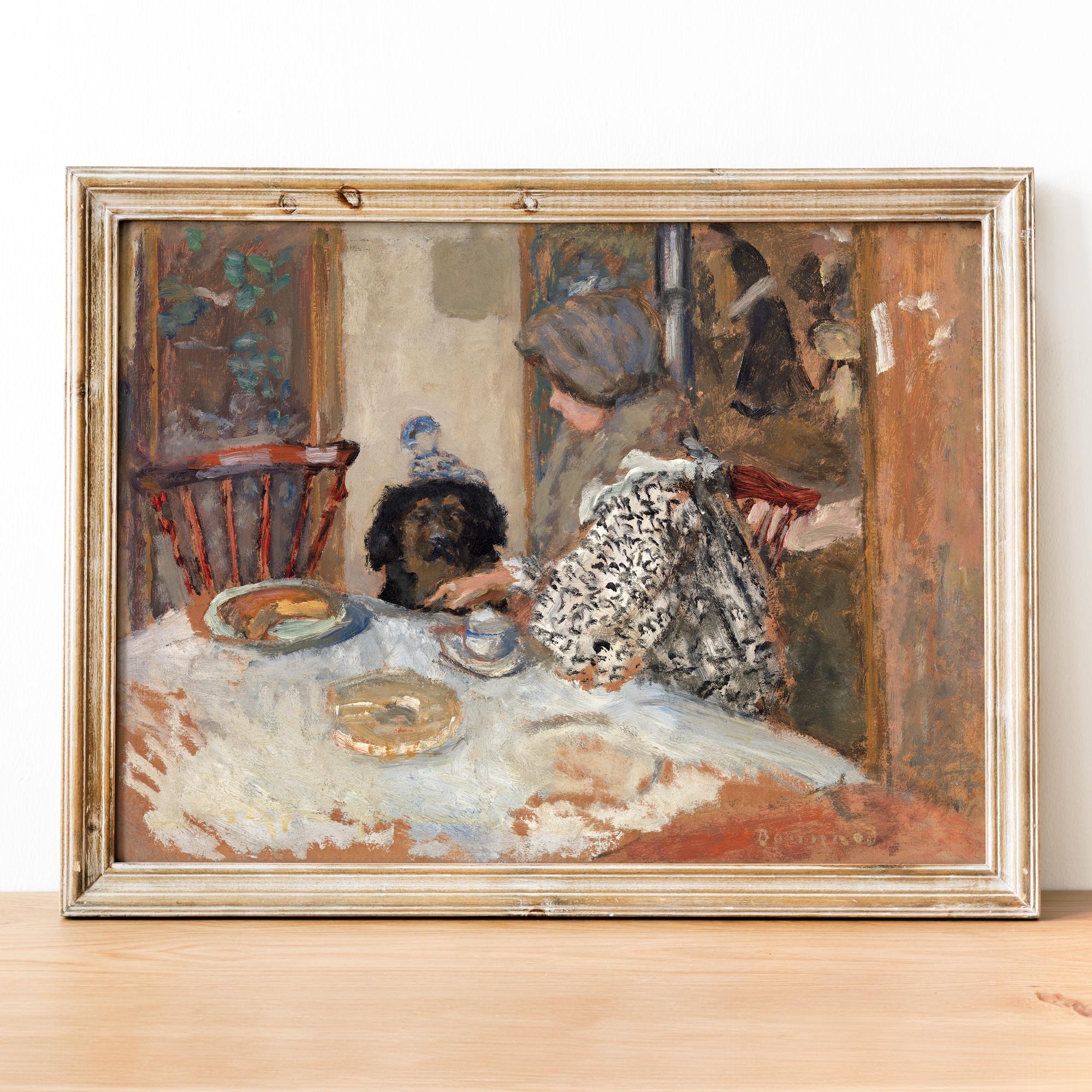 P・ボナール、ドーフィネ風景、希少画集画、新品高級額装付 ピエール・ボナール - テーブルに座る女性と犬 アートプリント、美術館