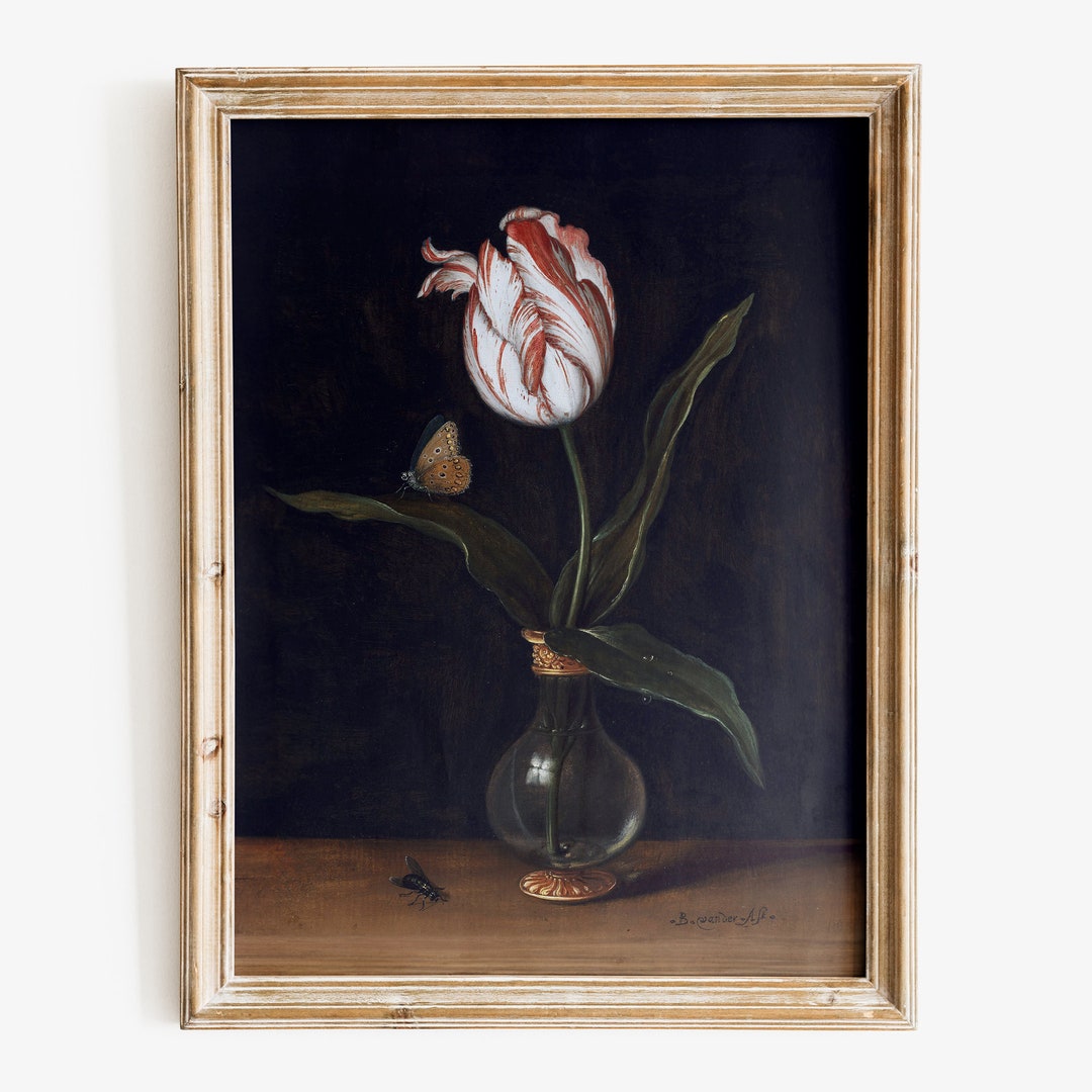 Dark Floral Art Print, Tulip Art Print, Moody Wall Art, Fine Art Print ...