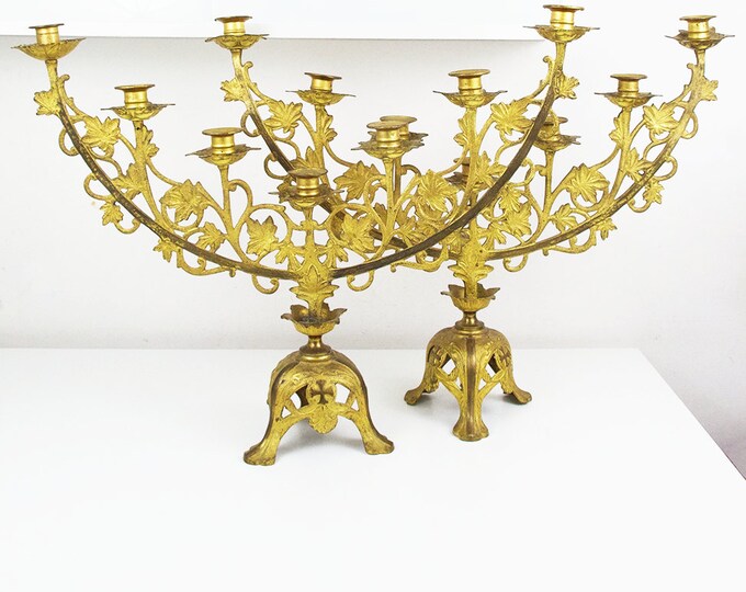 Pair of Candelabra 2 Antique Candelabras Antique Menorah Etsy