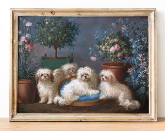 Maltese dogs Art Print, Fine art print, Aesthetic Wall art, Weird art