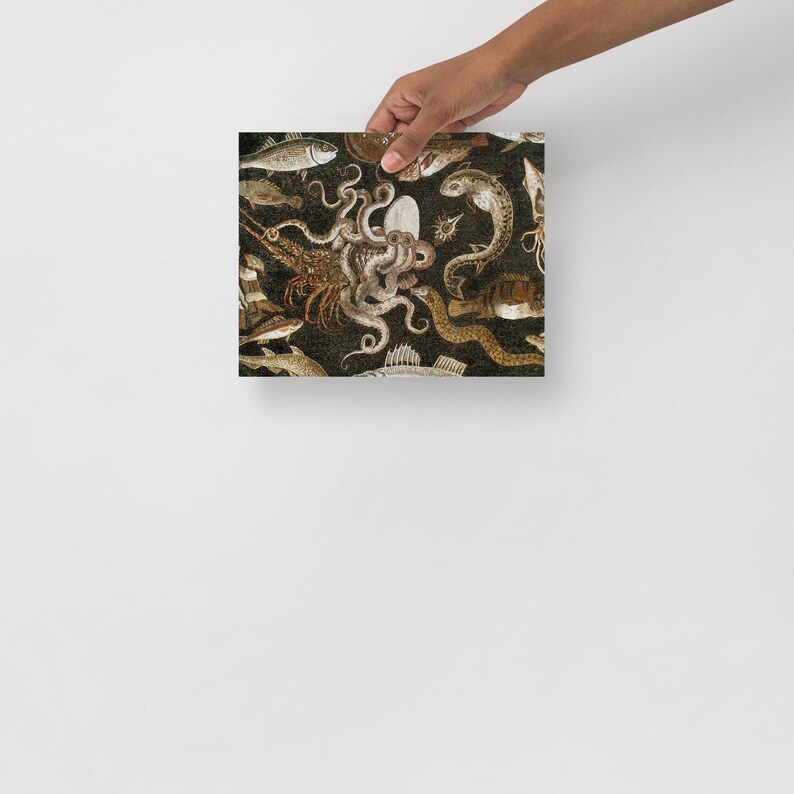 Mosaic of marine life art print, Pompeii Roman Mosaic Art print