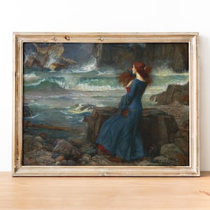 John William Waterhouse - Miranda-The Tempest art print, Fine art print, Pre Raphaelite art, Dark art