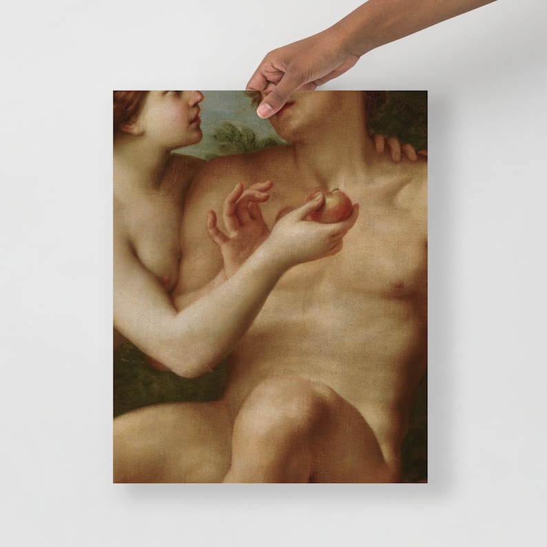 Adam and Eve Art Print, Antique Painting Detail, Sensual art, Moody Wall Art, Dark Academia art