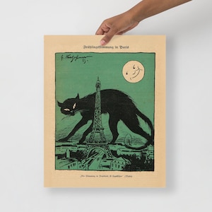 Springtime in Paris art print, Museum-quality Fine Art print, Black Cat art deco art