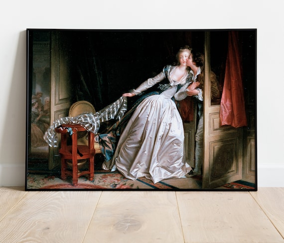 ジャン=オノレ・フラゴナール - 盗まれたキス アートプリント、ロココ