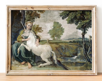 Domenichino - Virgin and Unicorn art print, Renaissance Wall Art