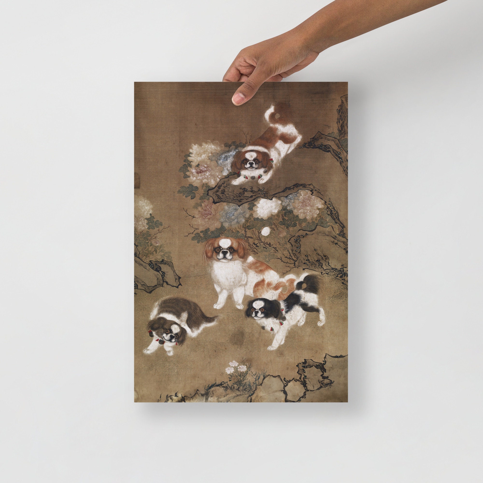 19th Century Pekingese Dogs Art Print, Chinese Art, Dog Wall Art