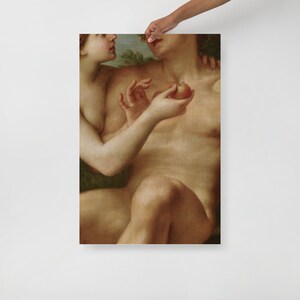 Adam and Eve Art Print, Antique Painting Detail, Sensual art, Moody Wall Art, Dark Academia art