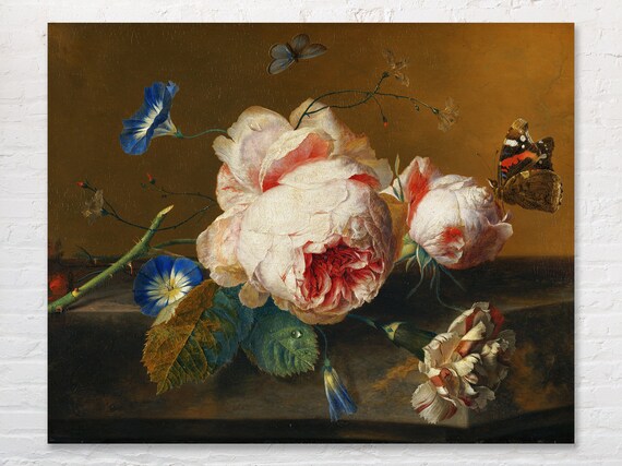 Peony Art Poster, Peony Painting Print, Dutch Floral Art, Floral Art Poster, Floral Wall Decor, Large Art Reproduction