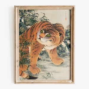 19th Century Japanese Tiger print, Matsui Keichū art print, Asian Wall art
