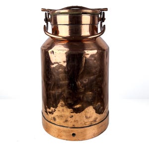 Large Antique Copper Milk Can, Umbrella stand, Antique farmhouse decor
