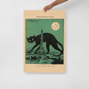 Springtime in Paris art print, Museum-quality Fine Art print, Black Cat art deco art