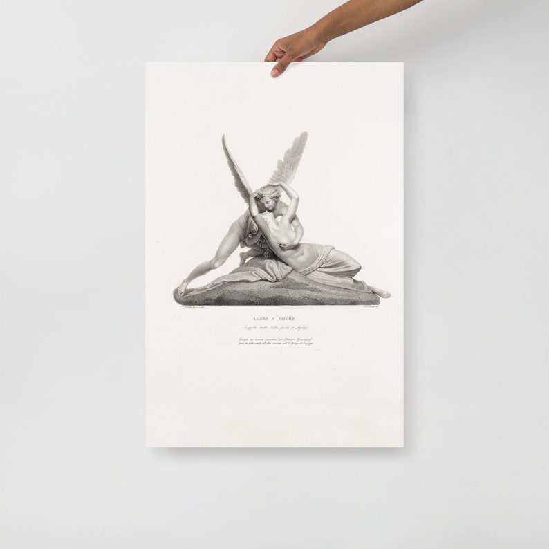Psyche Revived by Cupid's Kiss art print, Sensual art, Victorian wall art, Light academia art