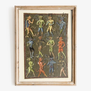 Weird Medieval Demons art print, Medieval marginalia fine art print