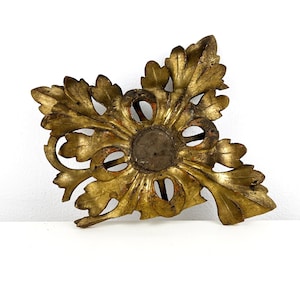 Antique Gilt Wood Carving fragment, Small Rosette Shaped Architectural Salvage, Italian Antique Salvage Decor