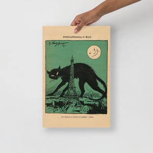Springtime in Paris art print, Museum-quality Fine Art print, Black Cat art deco art