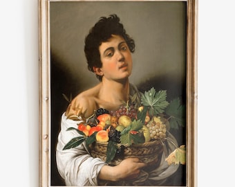 Caravaggio - Junge mit Obstkorb Kunstdruck, Fine Art Print in Museumsqualität
