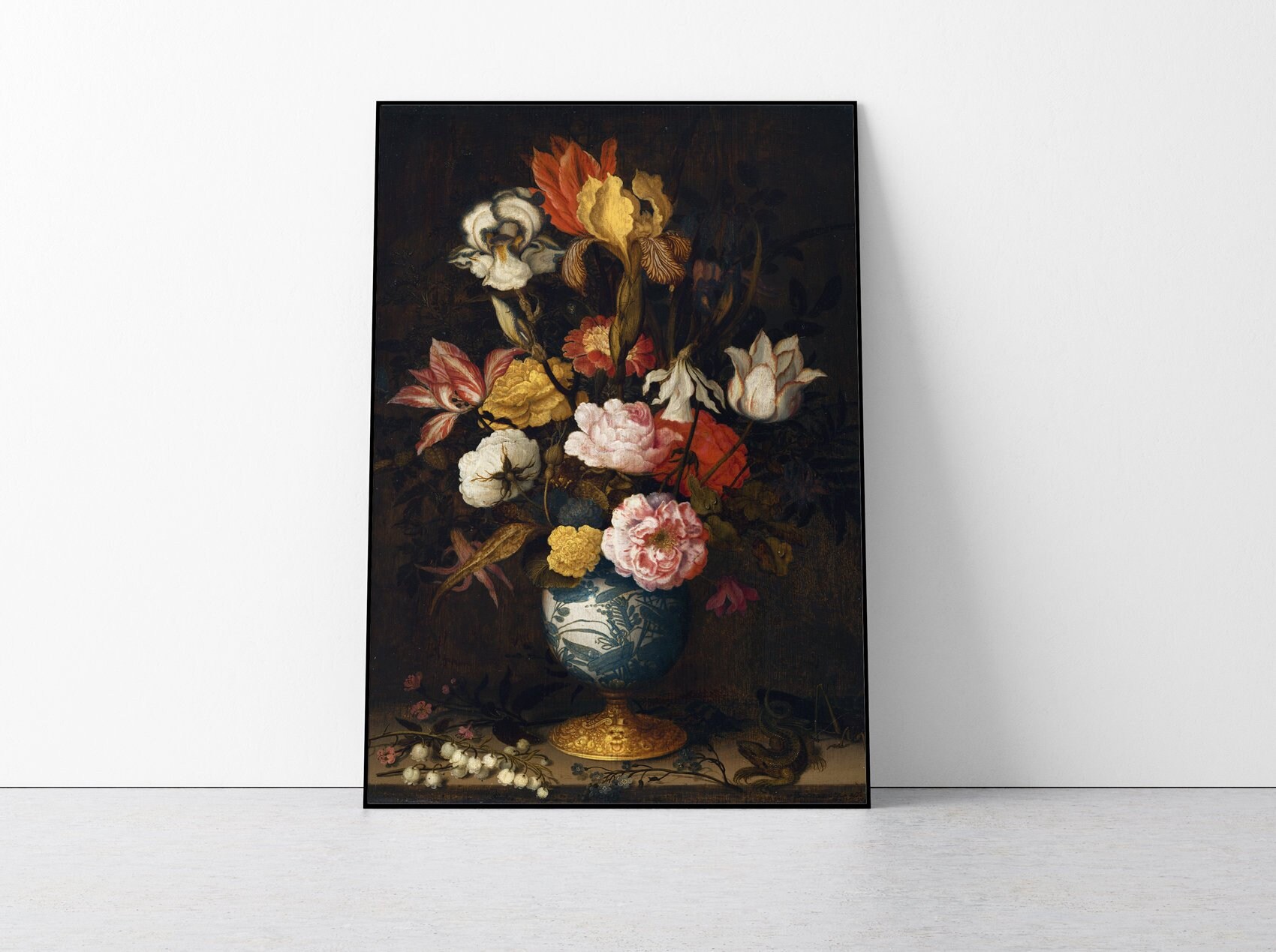 Dark Floral Art Poster Dutch Flower Still Life Painting | Etsy