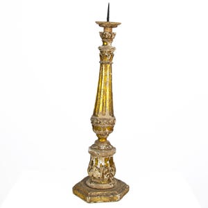 Candelabro de altar del siglo XVIII, salvamento de iglesia, candelabro Pricket