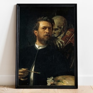 Arnold Böcklin - Self-Portrait with Death Playing the Fiddle, Fine Art Print