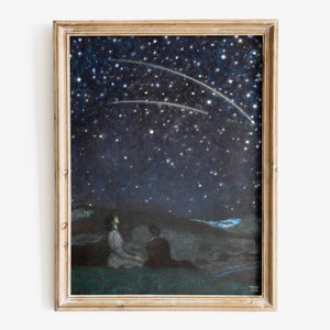 Franz von Stuck - Impressão artística de estrelas cadentes, Impressão artística, Arte da academia escura
