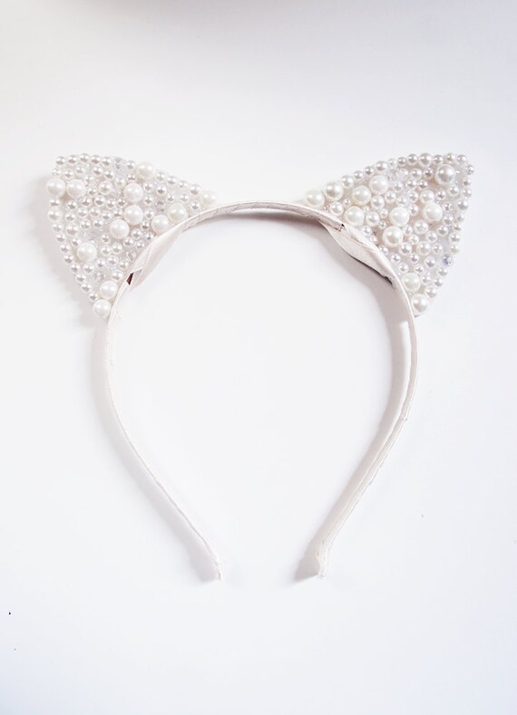 Items similar to White cat ears White cat costume Cat ears headband