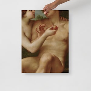 Adam and Eve Art Print, Antique Painting Detail, Sensual art, Moody Wall Art, Dark Academia art