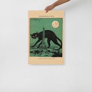 Springtime in Paris art print, Museum-quality Fine Art print, Black Cat art deco art