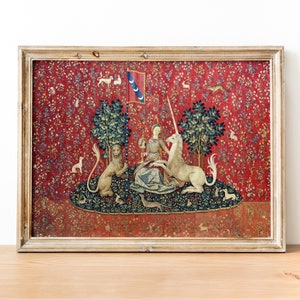 The Lady and the Unicorn Art Print, Medieval Tapestry Print, Dark Academia Print