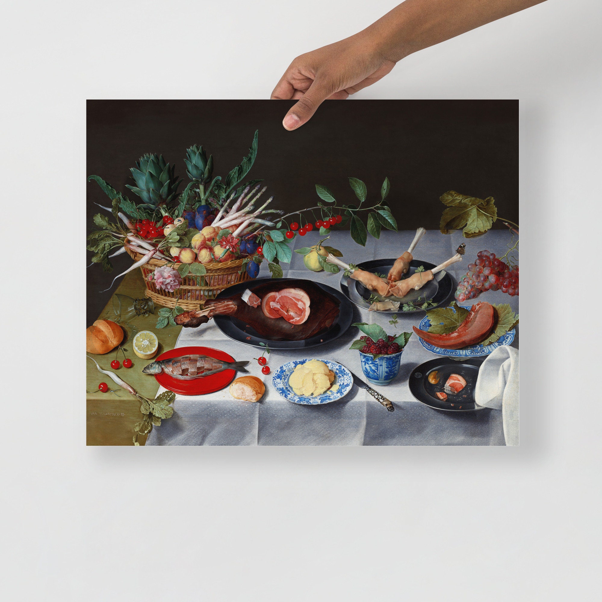 ヤコブ・ファン・フルスドンク - 肉、魚、野菜、果物のある静物画、オランダの静物画の版画 - Etsy 日本