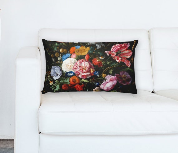 dark floral pillow