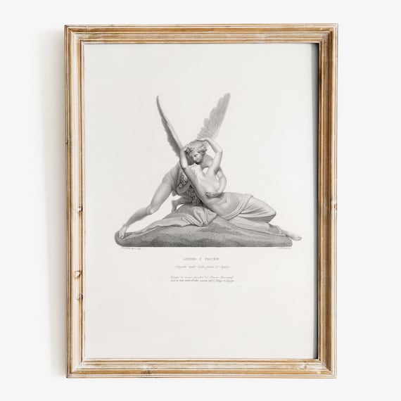 Psyche Revived by Cupid's Kiss art print, Sensual art, Victorian wall art, Light academia art