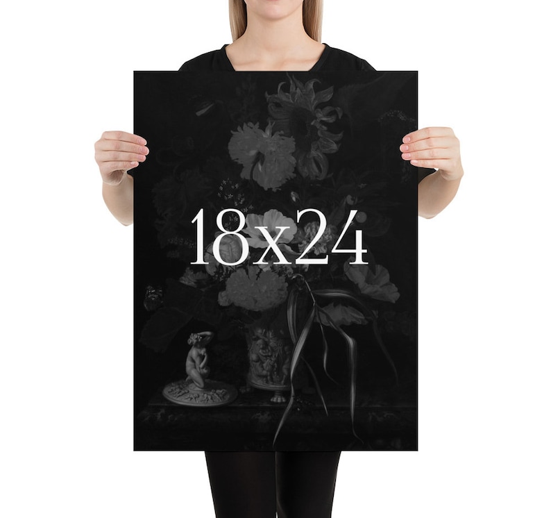 Cartel de arte floral oscuro, cartel de pintura floral holandés, impresión floral oscura grande, cartel de arte botánico oscuro imagen 9