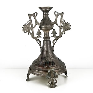 Art Nouveau Candlestick Holder, Antique Candle holder, Jugendstil Pewter Candle Holder