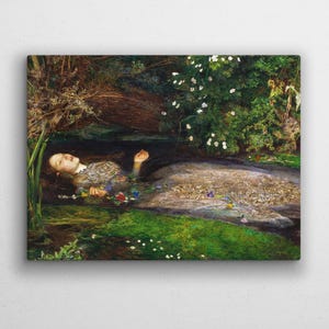 Art Canvas Print of John Everett Millais - Ophelia, Pre Raphaelite Museum-quality Stretched Canvas print