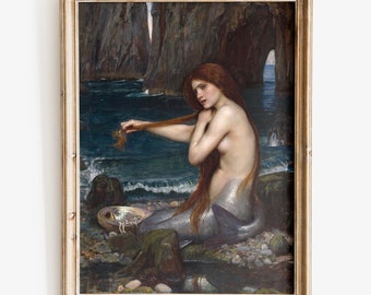 John William Waterhouse - Una stampa d'arte sirena, stampa d'arte, arte preraffaellita, arte murale sirena