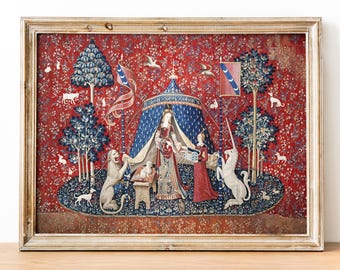 The Lady and the Unicorn Art Print, Medieval Tapestry Print, À mon seul désir