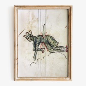 Weird Medieval King falls on his sword Art Print, Medieval weird art, Medieval marginalia